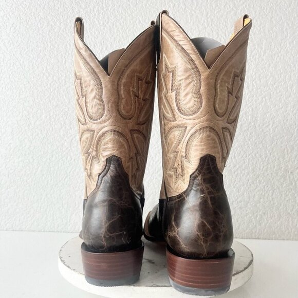 Rod Patrick Mens Cowboy Boots 14.5A Antique Mocha Bison Brown Western Blunt Toe - Picture 3 of 15